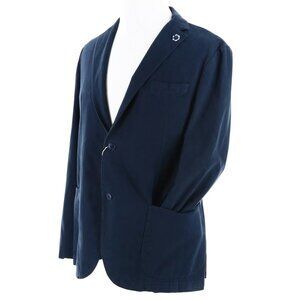 Gabardine Navy Blue Flower Pin Single Breasted Men’s Jacket - Retail $270 - NWT